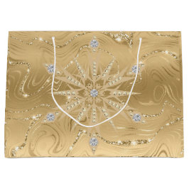 Bolsa De Regalo Grande Purpurina de oro de lujo Snowflake Diamond