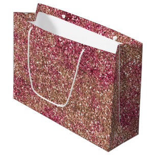 Bolsa De Regalo Grande Purpurina de parqueas rosadas de bronce Ombre