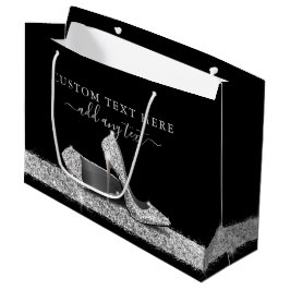 Bolsa De Regalo Grande Purpurina de tacones altos Plata Negro Personaliza