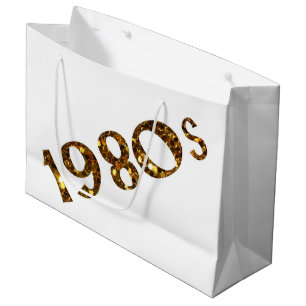 Bolsa De Regalo Grande purpurina del oro de la nostalgia de los años 80