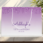 Bolsa De Regalo Grande Purpurina Drip 18th Birthday Purple<br><div class="desc">Esta bolsa de regalo para la fiesta de cumpleaños número 18 de la moda tiene un purpurina falso y morado brillante. Personalízalo con su nombre en escritura a mano,  junto con su cumpleaños y fecha a continuación.</div>