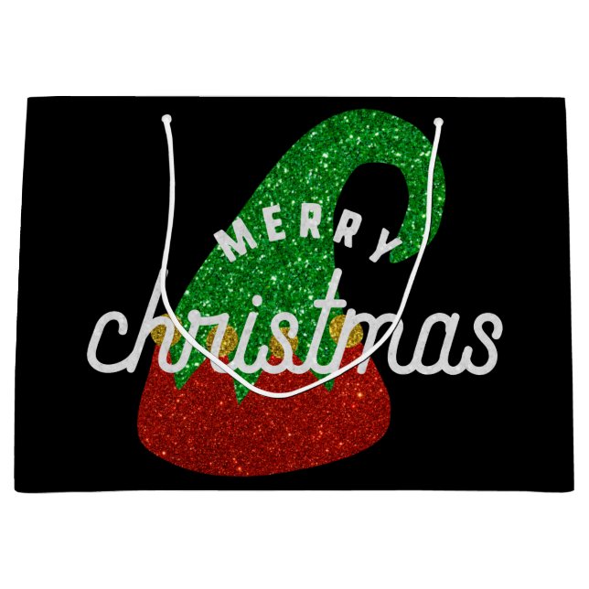 Bolsa De Regalo Grande Purpurina Elf Gorra (Anverso)