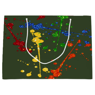 Bolsa De Regalo Grande Purpurina Fiesta de Paintball Paint Splatter