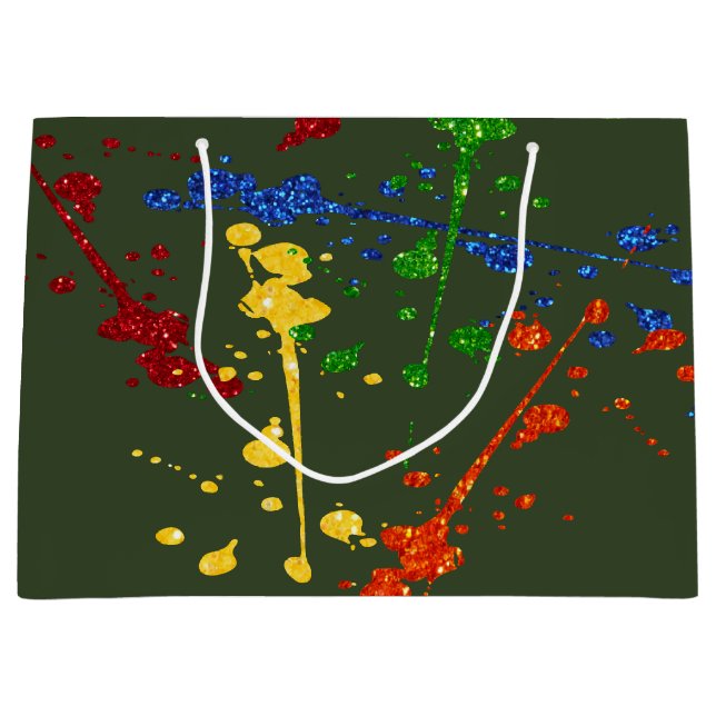 Bolsa De Regalo Grande Purpurina Fiesta de Paintball Paint Splatter (Anverso)