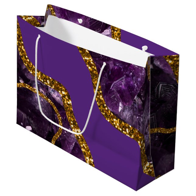 Bolsa De Regalo Grande Purpurina Geode de Agate Purple & Gold (Angulo Anverso)