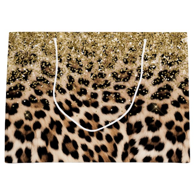 Bolsa De Regalo Grande Purpurina Glam Gold Cream Leopard Purpurina (Anverso)