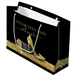 Bolsa De Regalo Grande Purpurina High Heels Gold Black Personalizado