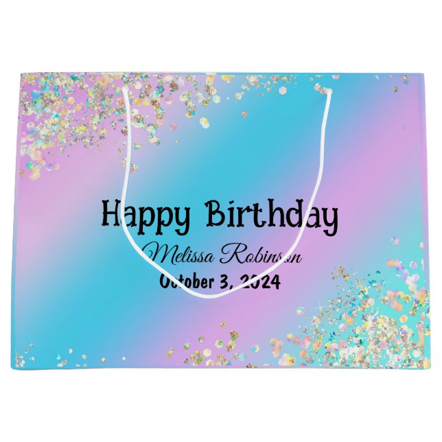 Bolsa De Regalo Grande Purpurina holográfico moderno (Anverso)