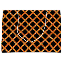 Bolsa De Regalo Grande Purpurina NEGRO Y NARANJA MIRA HALLOWEEN