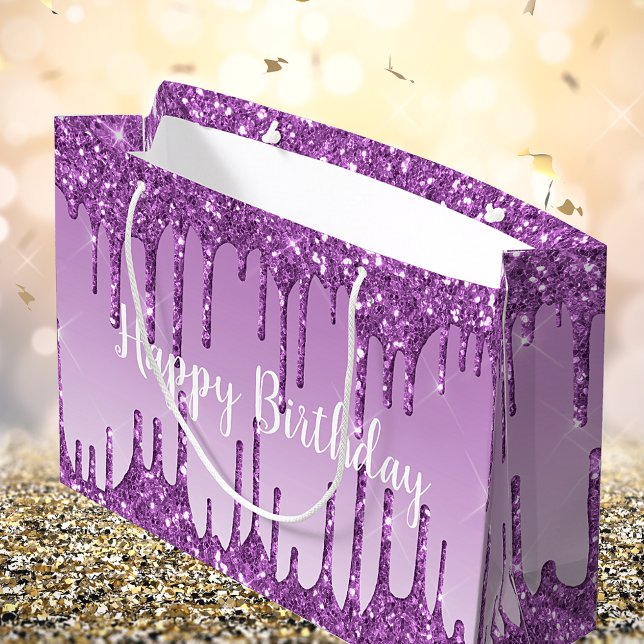 Bolsa De Regalo Grande Purpurina púrpura de cumpleaños gotea lujo (Subido por el creador)