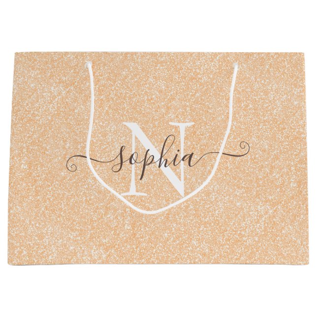 Bolsa De Regalo Grande Purpurina rosa crema de Rubor personalizado (Anverso)