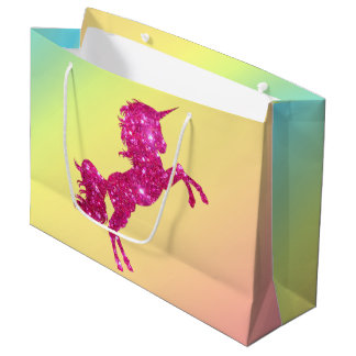 Bolsa De Regalo Grande Purpurina rosa Unicorn