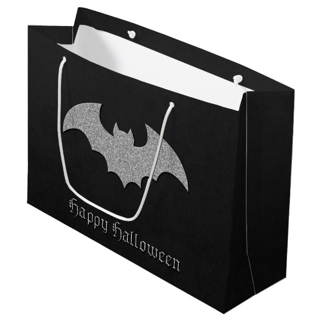 Bolsa De Regalo Grande Purpurinoso Bat Halloween (Angulo Anverso)