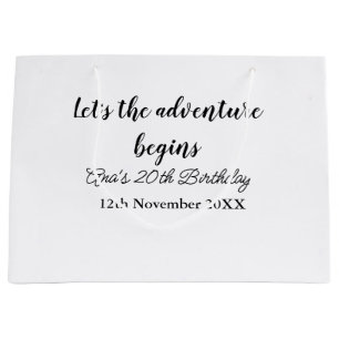 Bolsa De Regalo Grande que comience la aventura cumpleaños 20 agregar nom