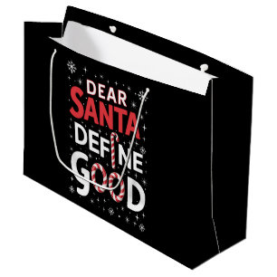 Bolsa De Regalo Grande Querido Santa Define Buen Navidad Vacaciones Xmas