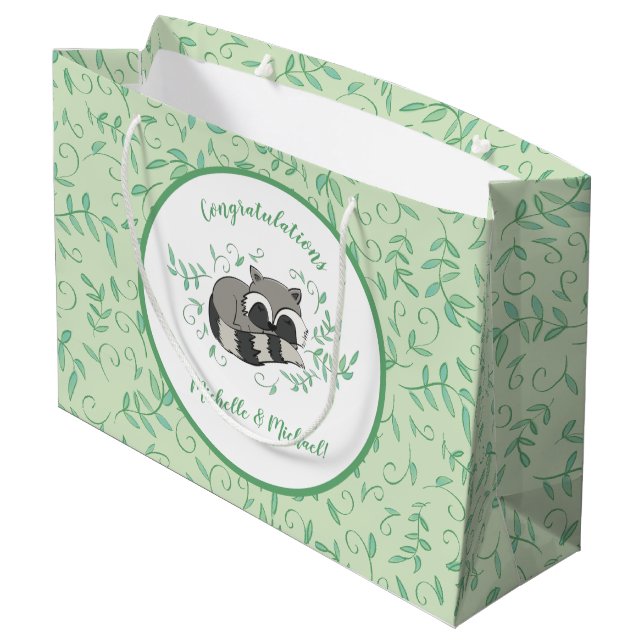 Bolsa De Regalo Grande Raccoon Baby Shower Woodland Animals (Angulo reverso)