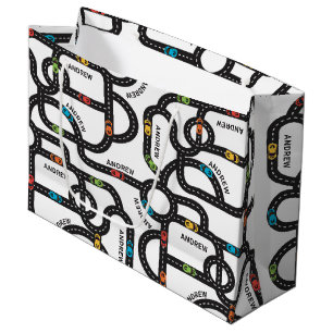 Bolsa De Regalo Grande Race Track Boys Birthday White