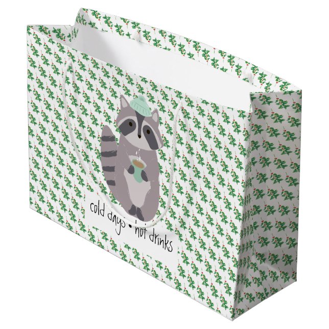 Bolsa De Regalo Grande Racoon Con Una Bebida Caliente (Angulo reverso)