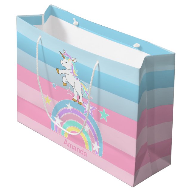 Bolsa De Regalo Grande Rainbow Unicorns (Angulo Anverso)