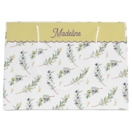 Bolsa De Regalo Grande Rama de olivo verde salvia monograma nombre