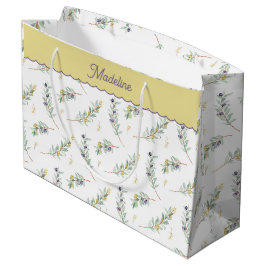 Bolsa De Regalo Grande Rama de olivo verde salvia monograma nombre