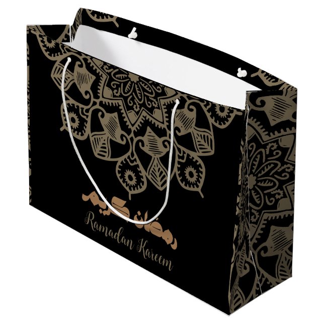 Bolsa De Regalo Grande Ramadan Kareem Motivo islámico marrón claro