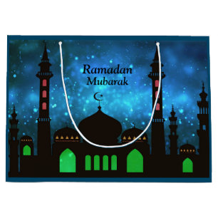 Bolsa De Regalo Grande Ramadan Kareem Tipografía Creciente islámica Texto