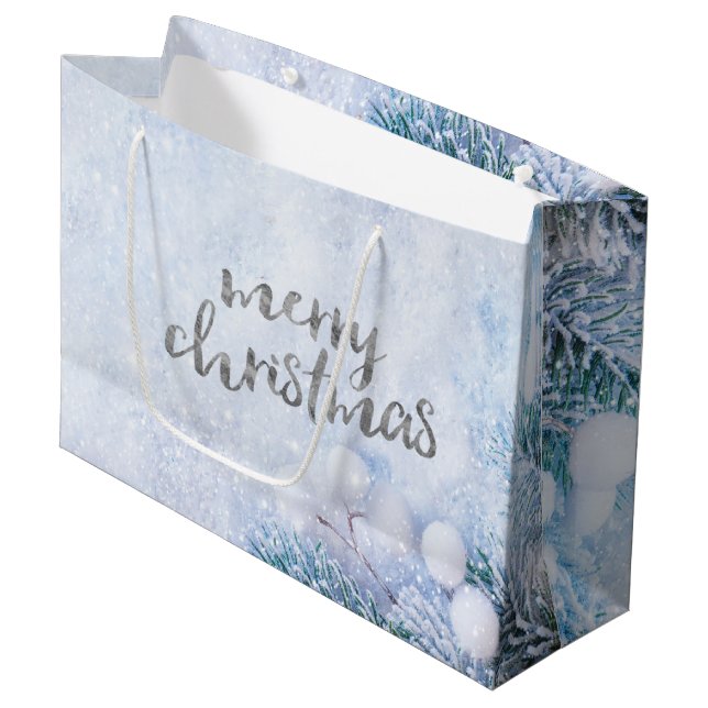 Bolsa De Regalo Grande Ramas de Pino, Nieve (Angulo Anverso)