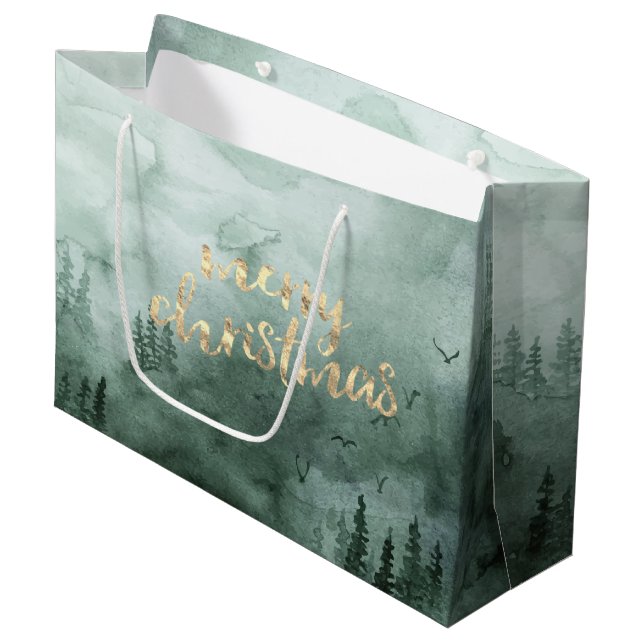 Bolsa De Regalo Grande Ramas de Pino, Nieve (Angulo Anverso)