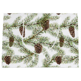 Bolsa De Regalo Grande Ramas de pino y Navidades de conos, Año Nuevo