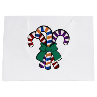 Bolsa De Regalo Grande Ramo Candy Canes - cinta verde