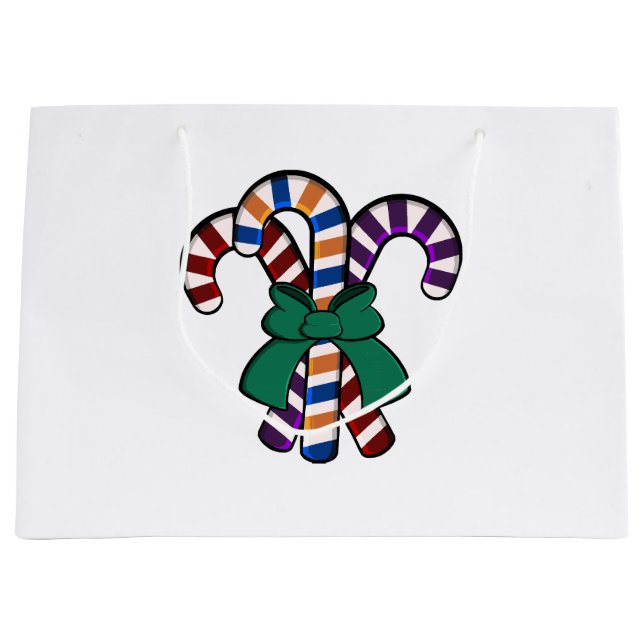 Bolsa De Regalo Grande Ramo Candy Canes - cinta verde (Anverso)
