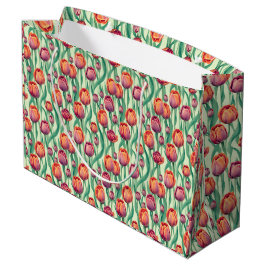 Bolsa De Regalo Grande Ramo de tulipanes verde oliva