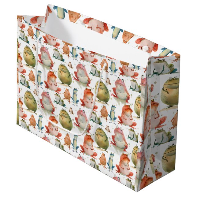 Bolsa De Regalo Grande Ranas divertidas de carácter (Angulo Anverso)