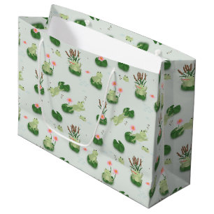 Bolsa De Regalo Grande Ranas Lindas en Estanque de Lirios
