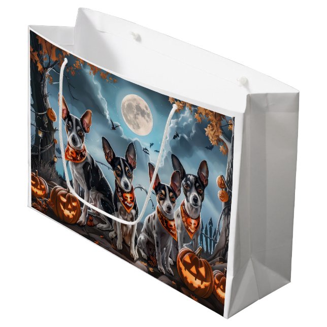 Bolsa De Regalo Grande Rat Terrier Halloween Spooky (Angulo Anverso)