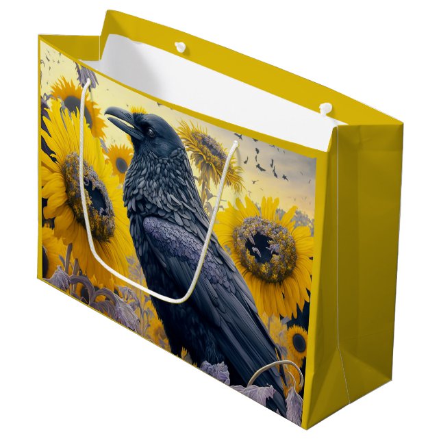 Bolsa De Regalo Grande Raven en el campo del girasol (Angulo Anverso)
