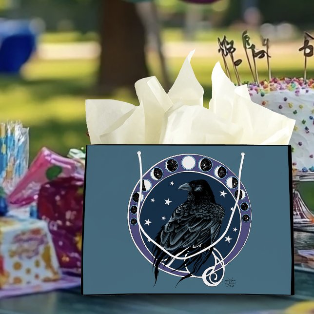 Bolsa De Regalo Grande Raven Moon Phases Stars Blue (Subido por el creador)