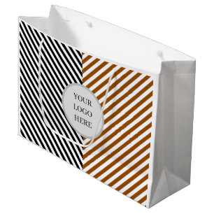 Bolsa De Regalo Grande raya negra y marrón con logotipo