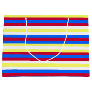 Bolsa De Regalo Grande Rayas amarillas, rojas, blancas y azules