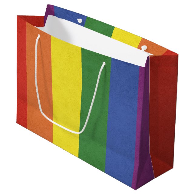 Bolsa De Regalo Grande Rayas arcoiris (Angulo Anverso)
