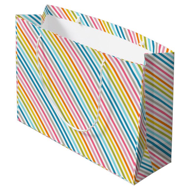 Bolsa De Regalo Grande Rayas arcoiris de verano (Angulo reverso)