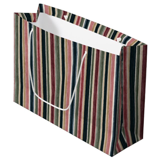 Bolsa De Regalo Grande Rayas Azules Rojas Verdes Cumpleaños (Angulo Anverso)
