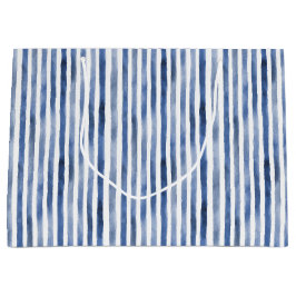 Bolsa De Regalo Grande Rayas Blancas y Azules Cumpleaños 