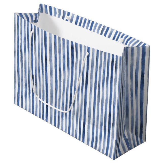 Bolsa De Regalo Grande Rayas Blancas y Azules Cumpleaños  (Angulo Anverso)