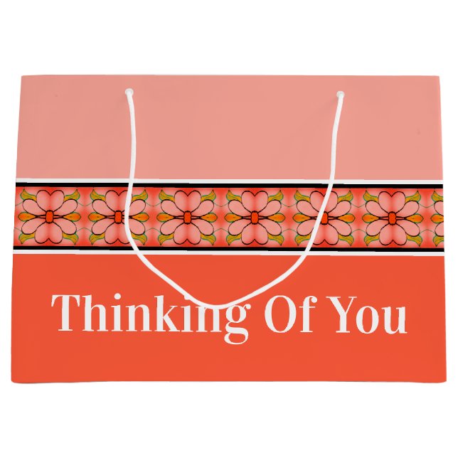 Bolsa De Regalo Grande Rayas con acento floral (Anverso)