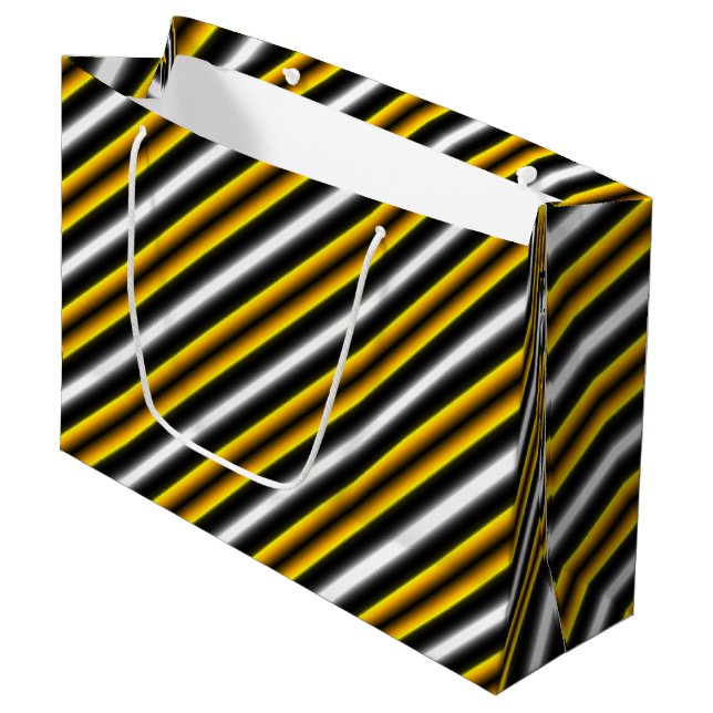 Bolsa De Regalo Grande Rayas de arcoiris blancas amarillas (Angulo Anverso)