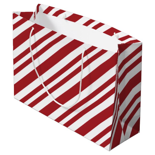 Bolsa De Regalo Grande Rayas de Caramelo de Navidad (Angulo reverso)