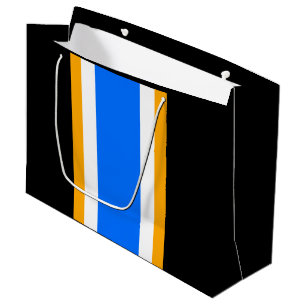 Bolsa De Regalo Grande Rayas de Carreras amarillo blanco negro azul brill