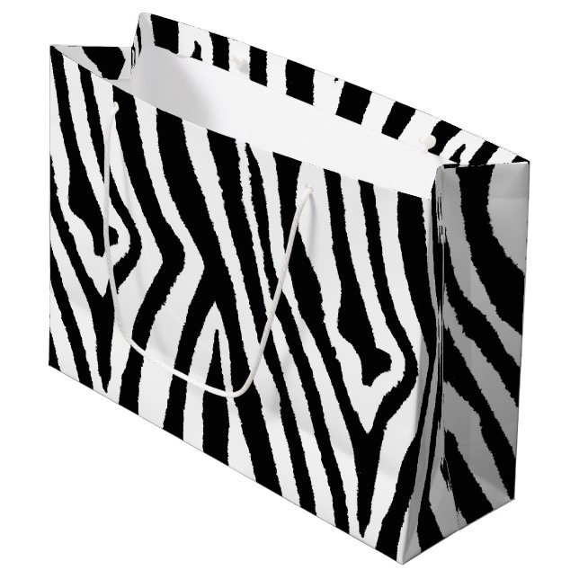 Bolsa De Regalo Grande Rayas de cebra en blanco y negro | Safari audaz (Angulo Anverso)